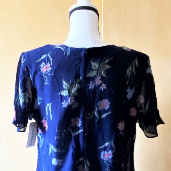 NWT Sz M Kamali & Ci Blue Floral Lined Dress - Picture 3 of 5